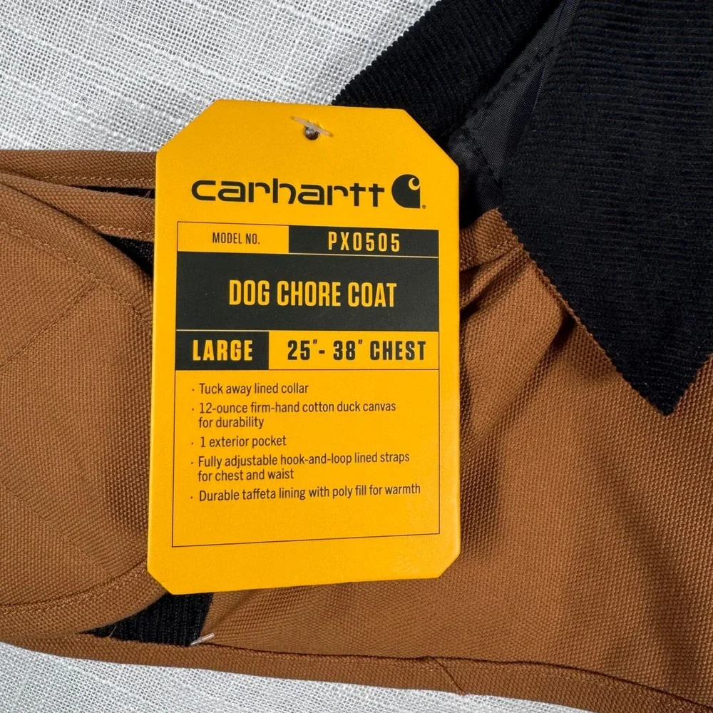 NWT Carhartt Firm Duck Insulated Dog Chore Coat Large Brown Outdoor Utility Gorp